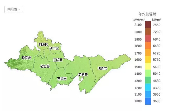 荆州市——年均总辐射图片